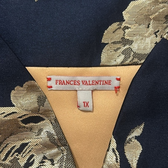 Frances Valentine Metallic Jacquard Short Swing Coat In Navy Blue Size 1X Plus - Picture 5 of 9